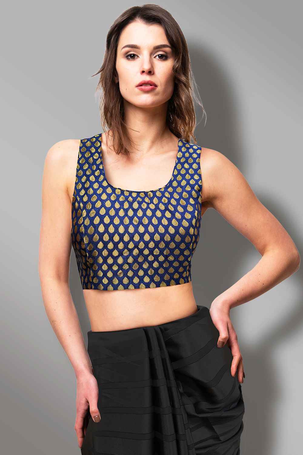 Blue Sleeveless Blouse