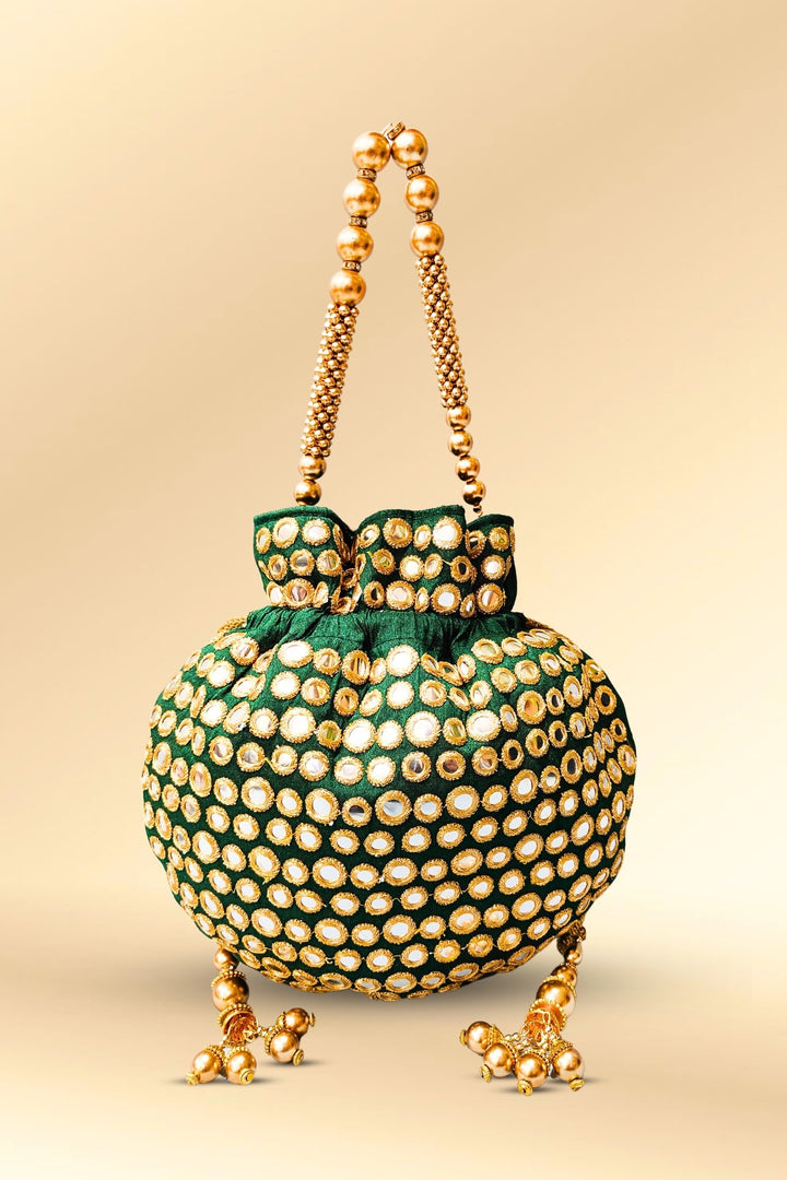 Dark-Green-Mirror-Work-Potli-Bag