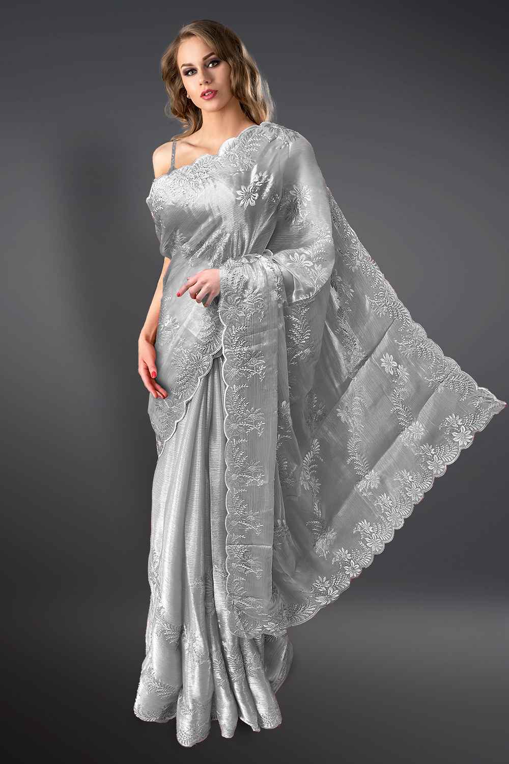 Grey Designer Saree