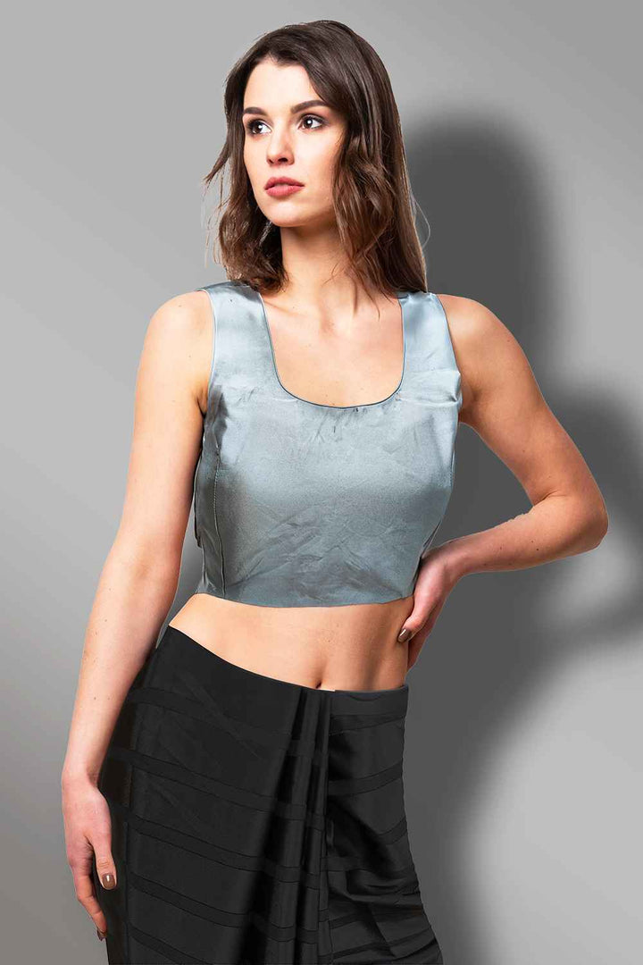 Grey Sleeveless Blouse