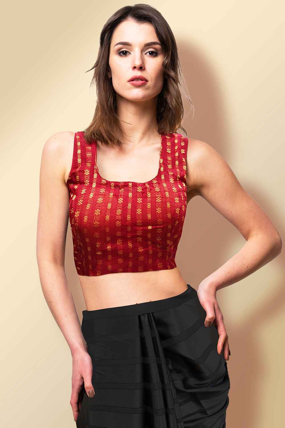 Maroon Sleeveless Blouse