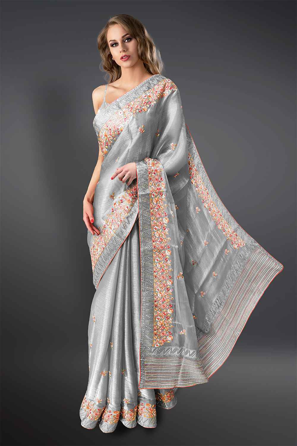 Modern Floral Work Saree