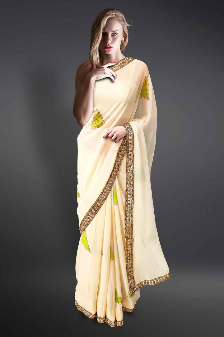 Off White Georgette Saree