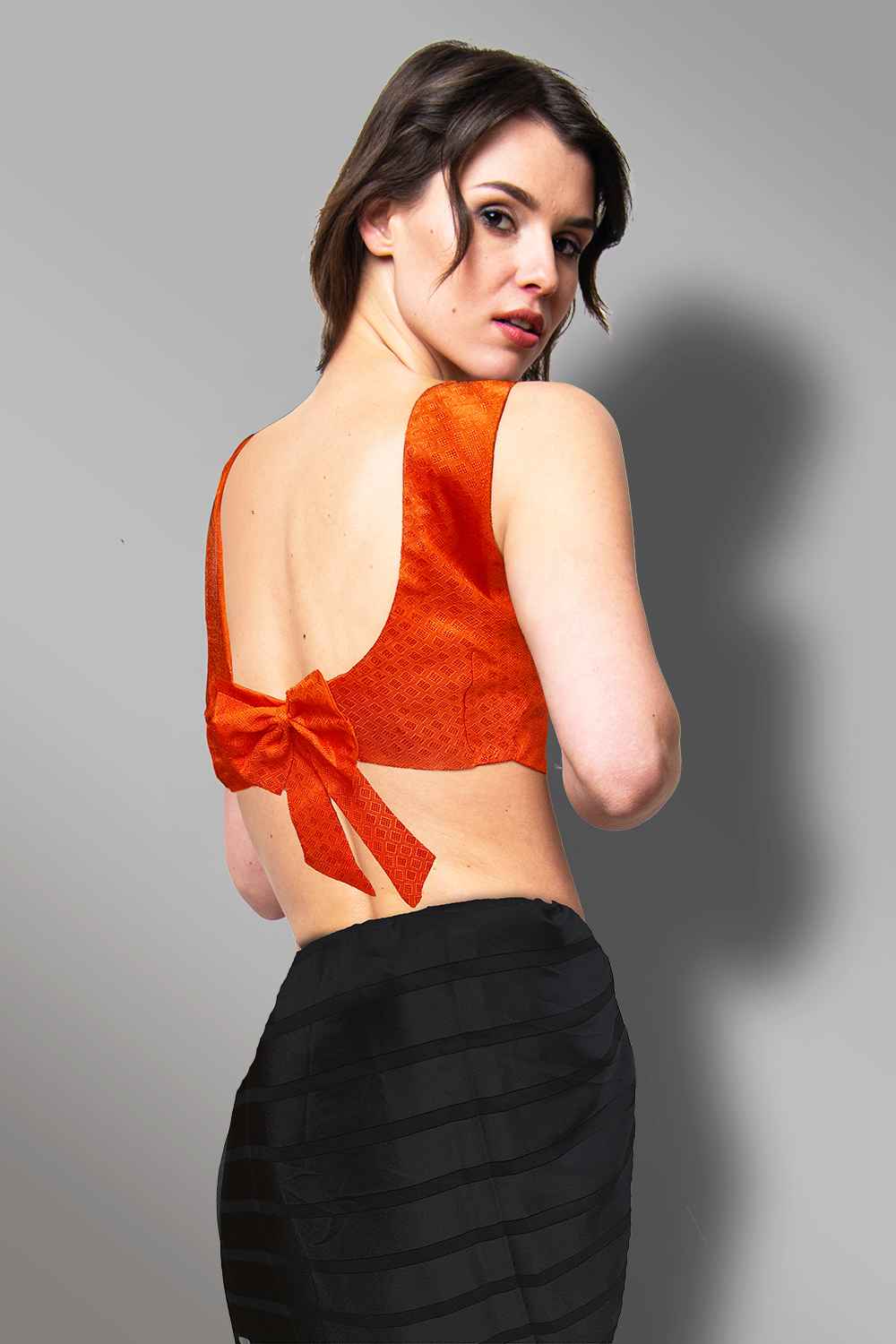 Orange Sleeveless Blouse