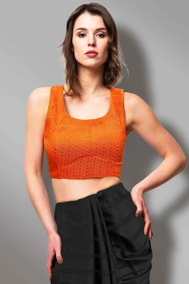 Orange Sleeveless Blouse
