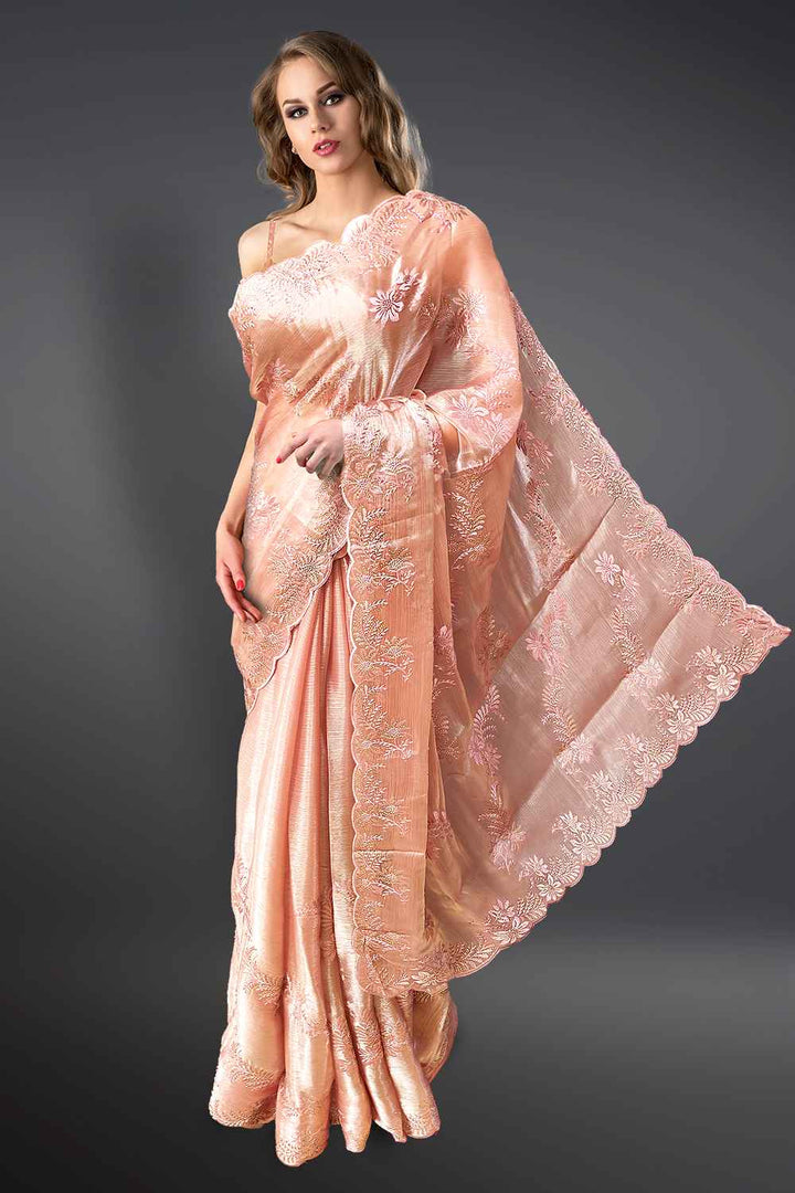 Peach Organza Saree