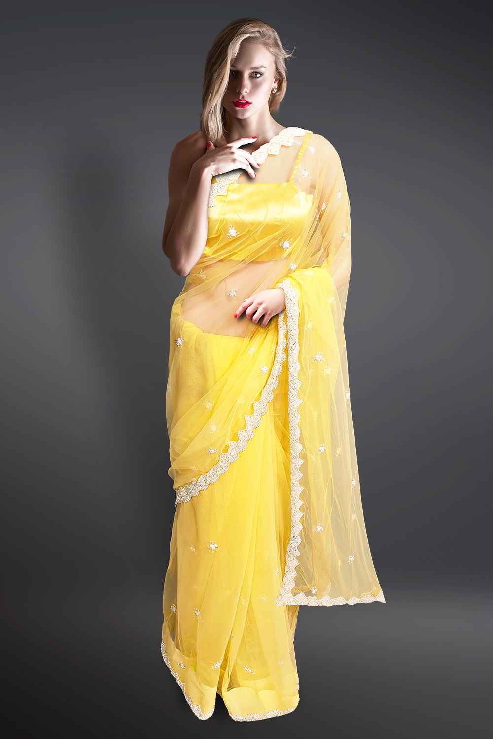 Pearl Border Saree