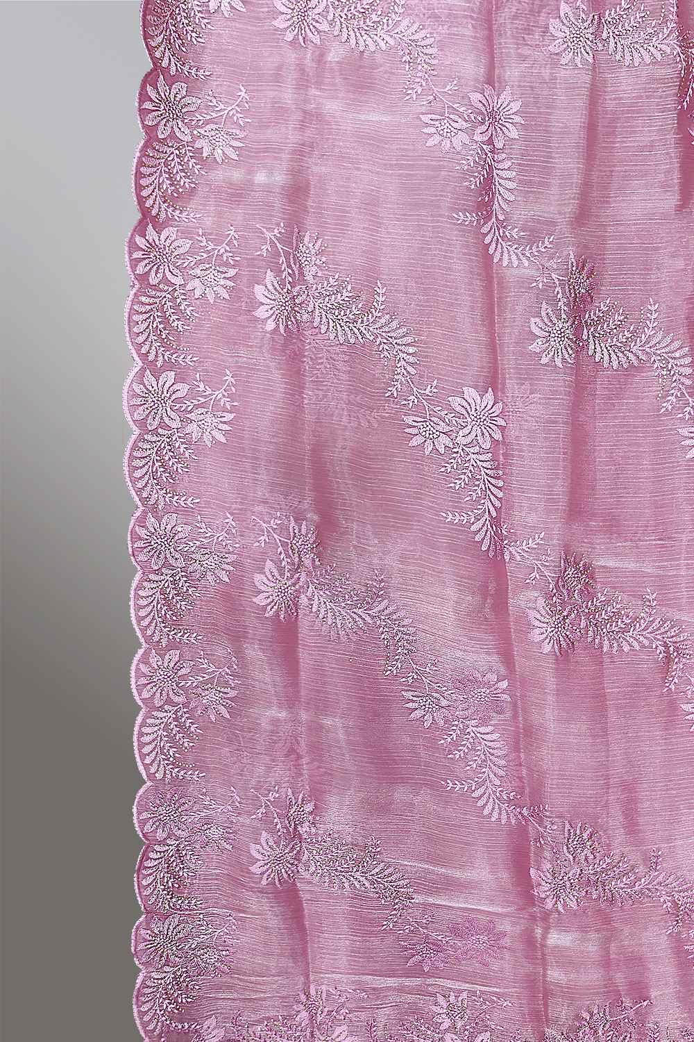 Pink Embroidered Saree