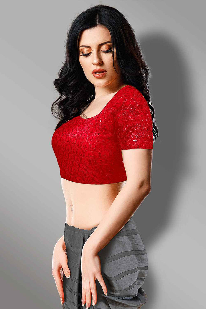 Red Embroidered Blouse