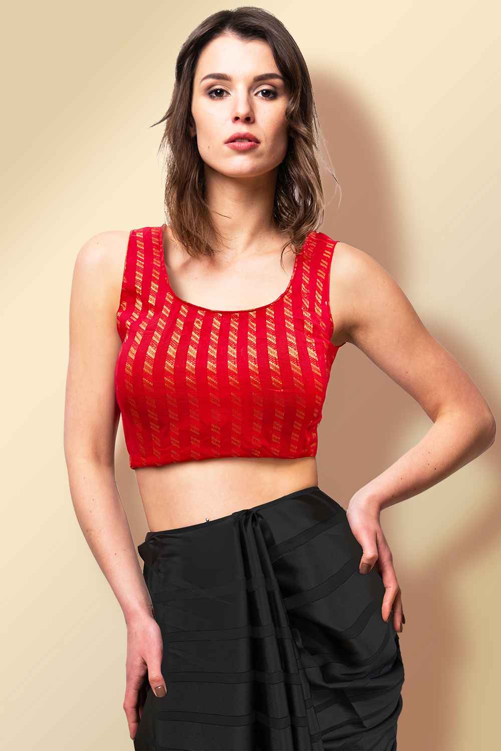 Red Sleeveless Blouse