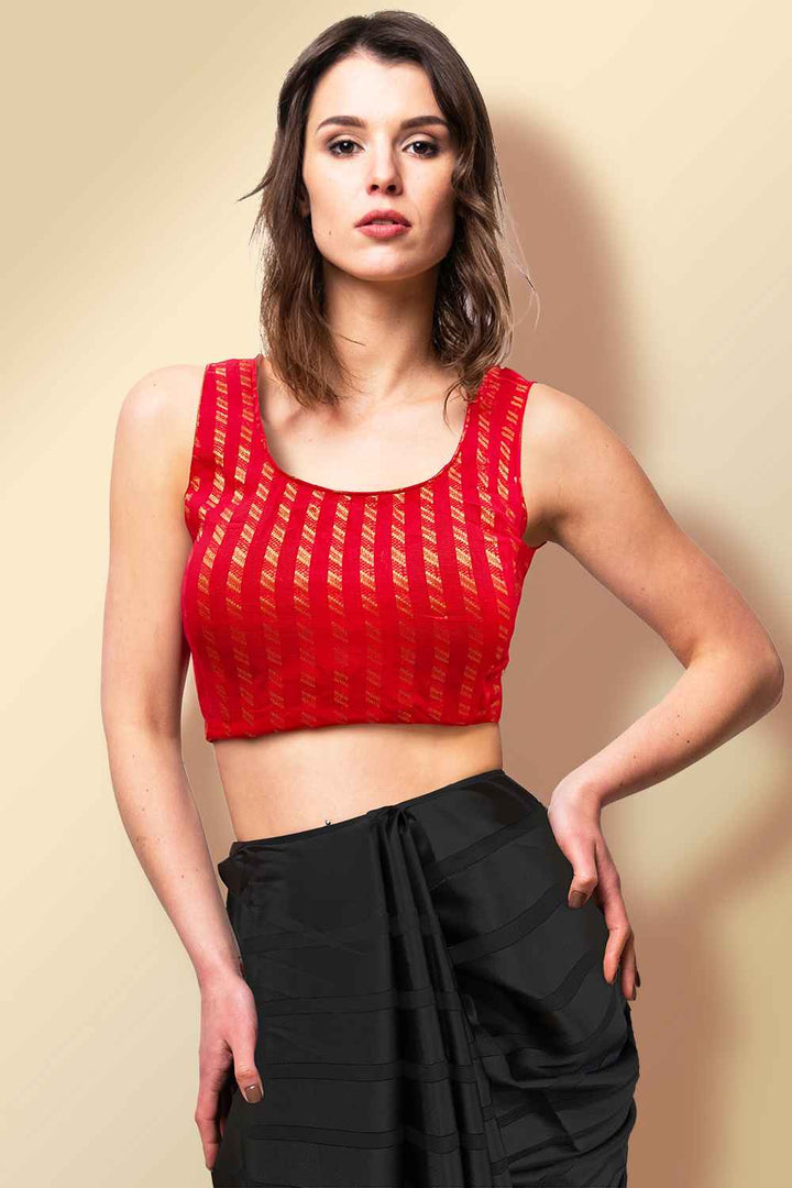 Red Sleeveless Blouse