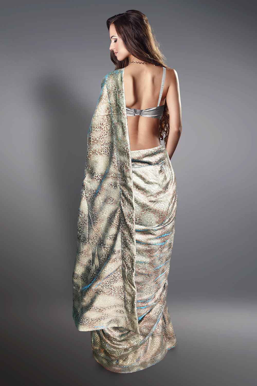 Silver Glitter Saree