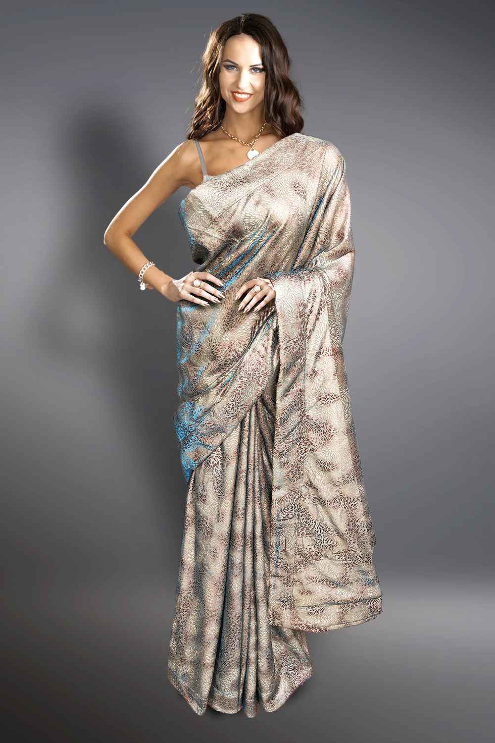 Silver Glitter Saree