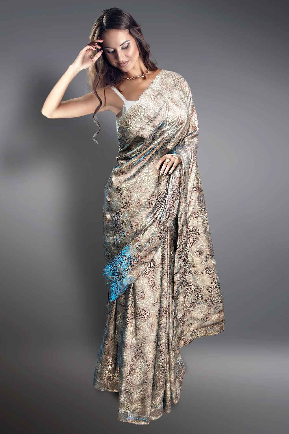 Silver Glitter Saree