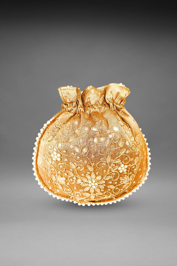 Brown Pearl Work Potli Bag