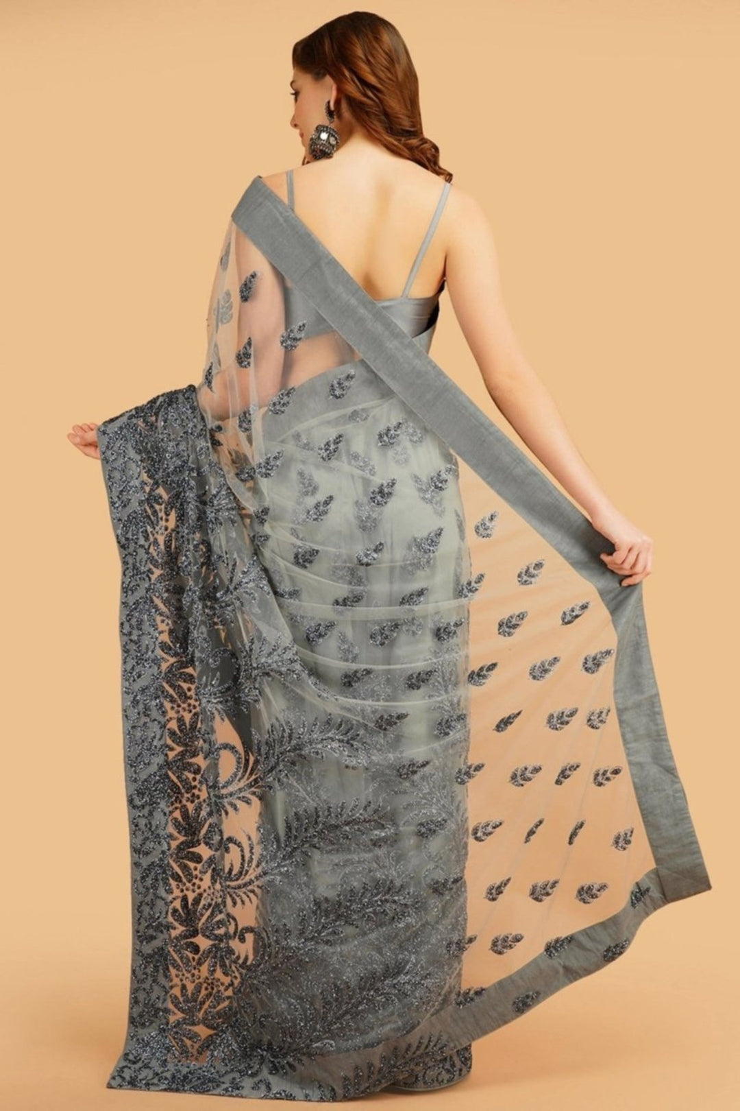 heavy net saree - heavy work net saree