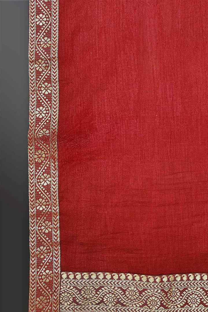 Maroon Saree with Golden Border