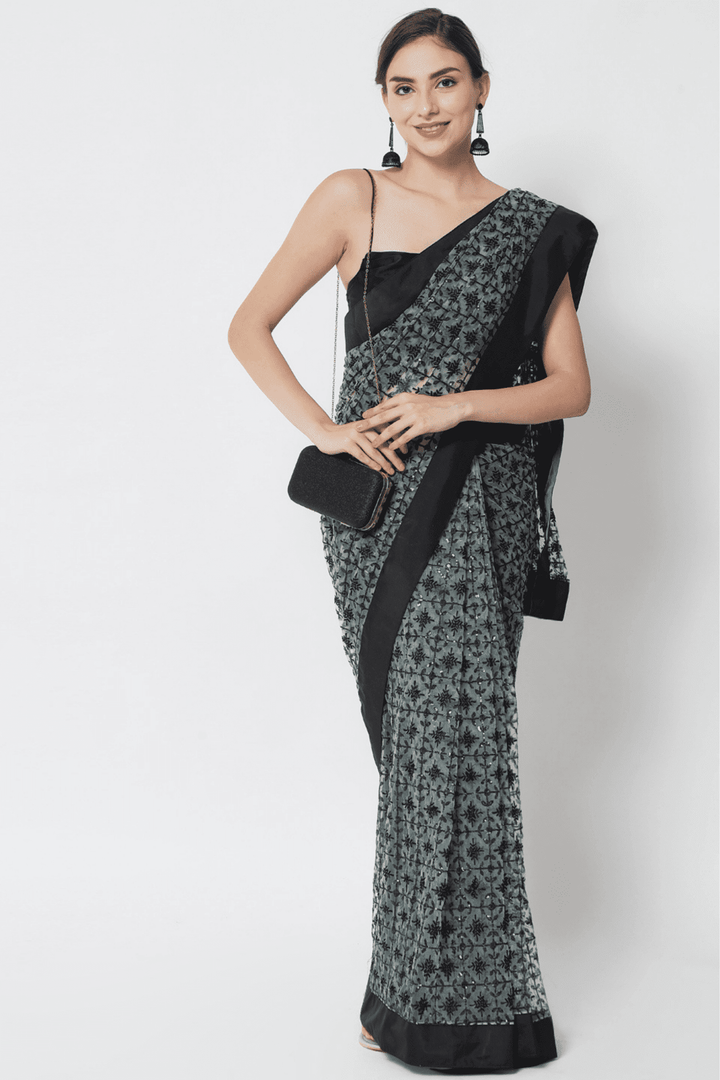 net sequin saree - net sequence saree