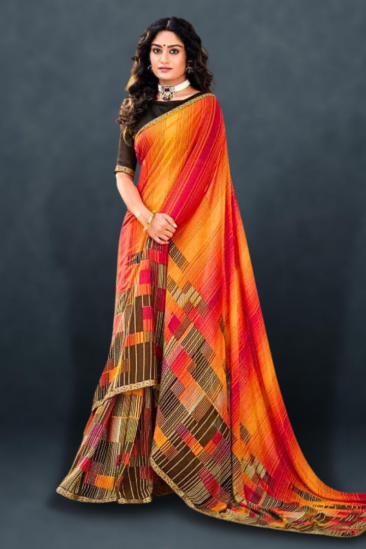 orange georgette saree