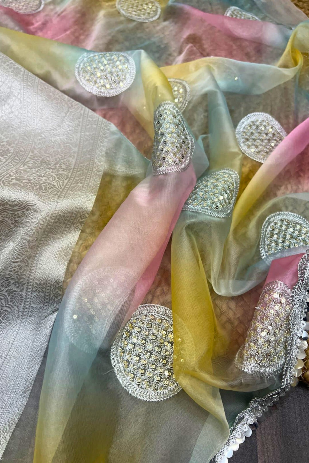 organza kanjivaram saree