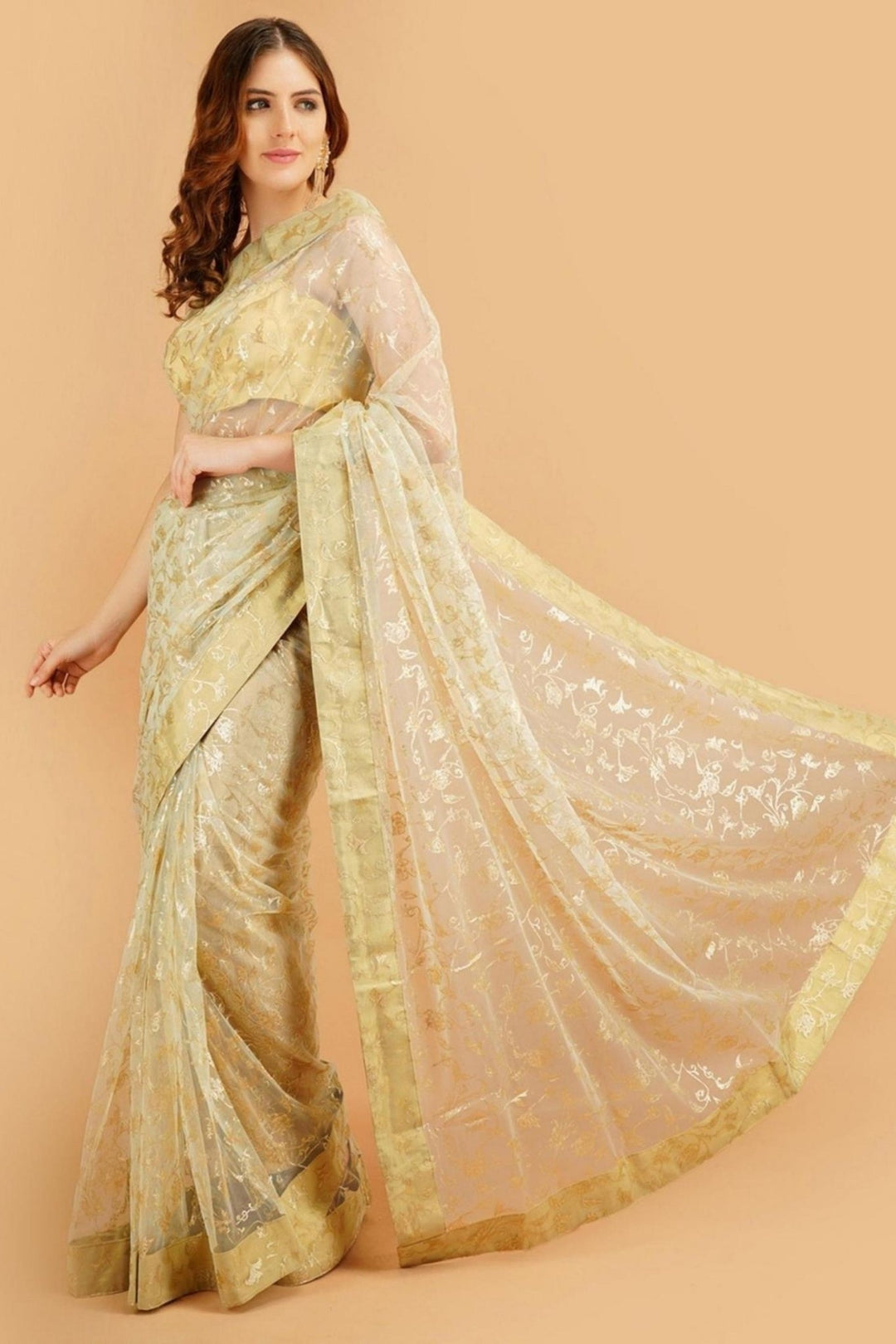 pastel green saree