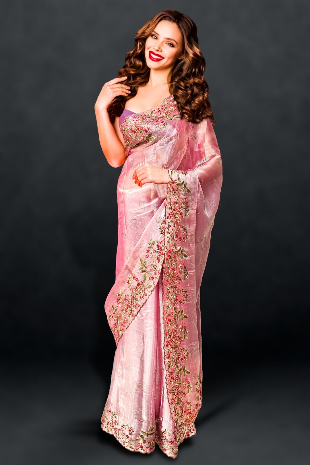 pastel pink saree - pastel pink color saree