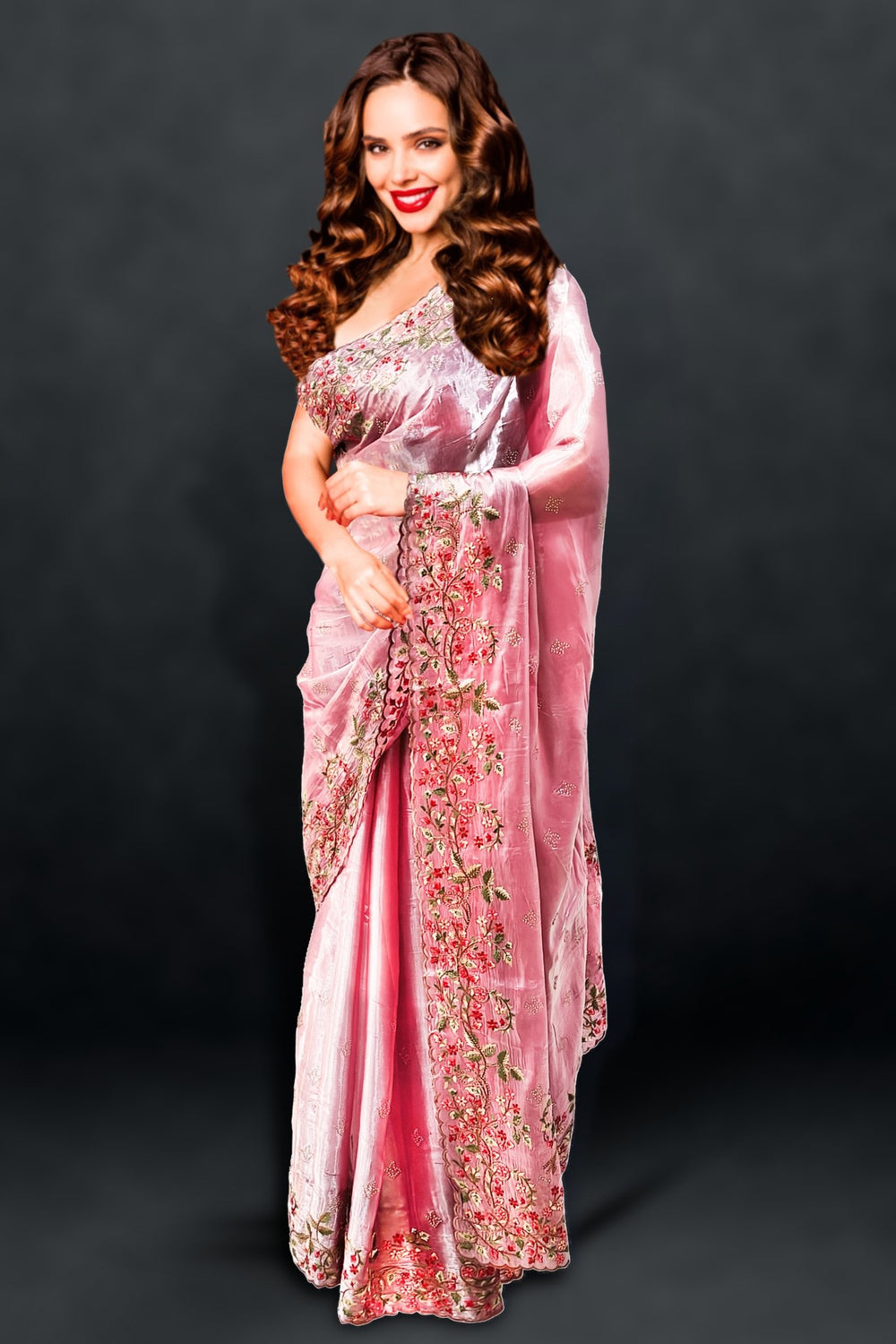 pastel pink saree - pastel pink color saree