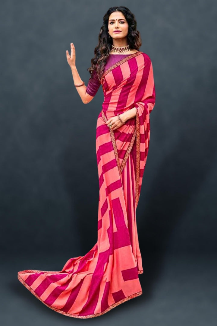 pink georgette saree