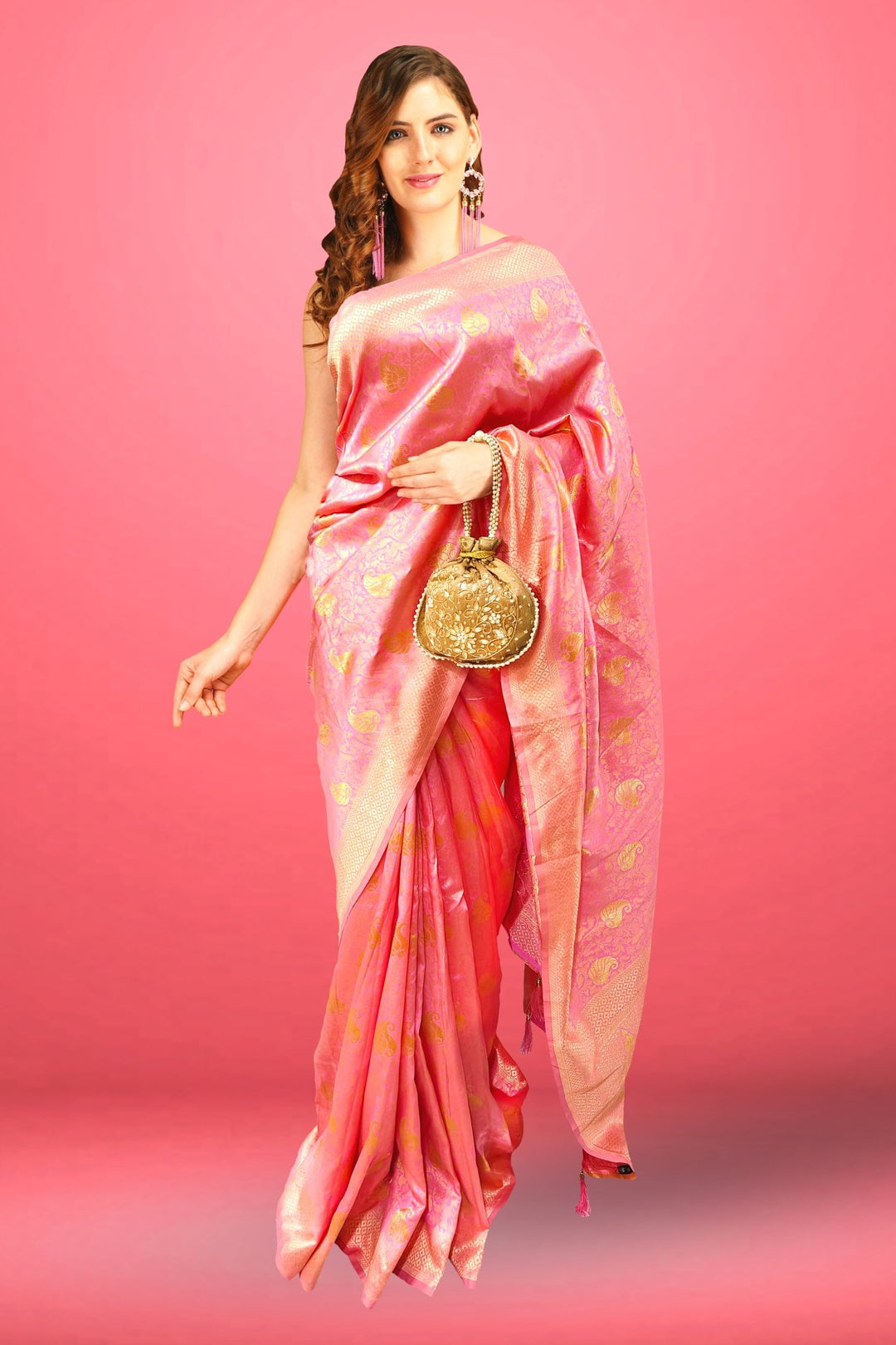 pink kanchipuram saree - pink kanchipuram silk saree - baby pink kanchipuram silk saree - kanchipuram pink saree