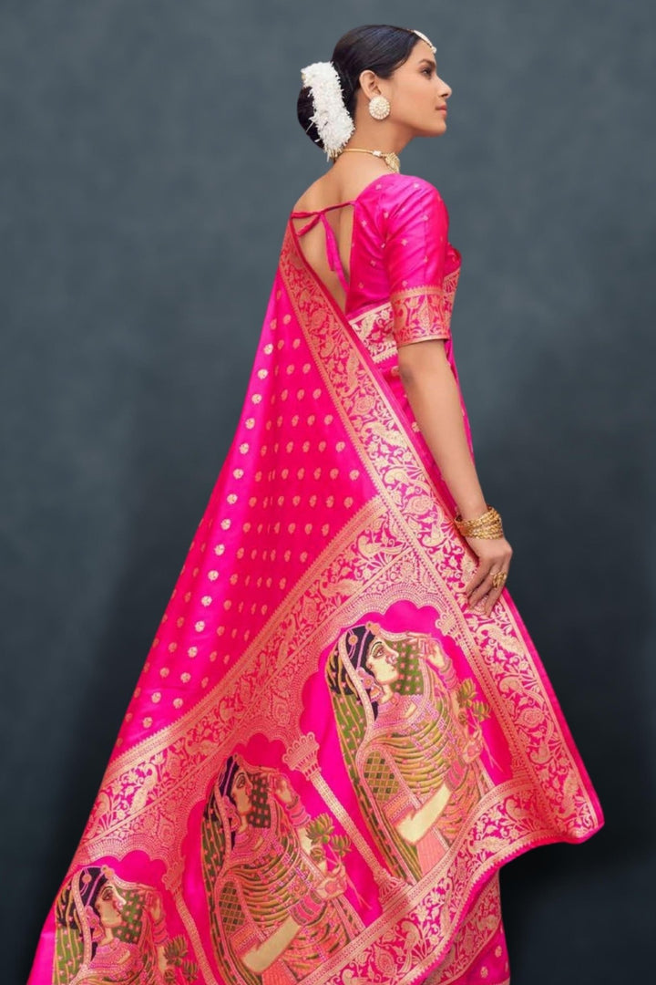 pink kanjivaram saree - pink kanjivaram silk saree - pink kanjeevaram saree