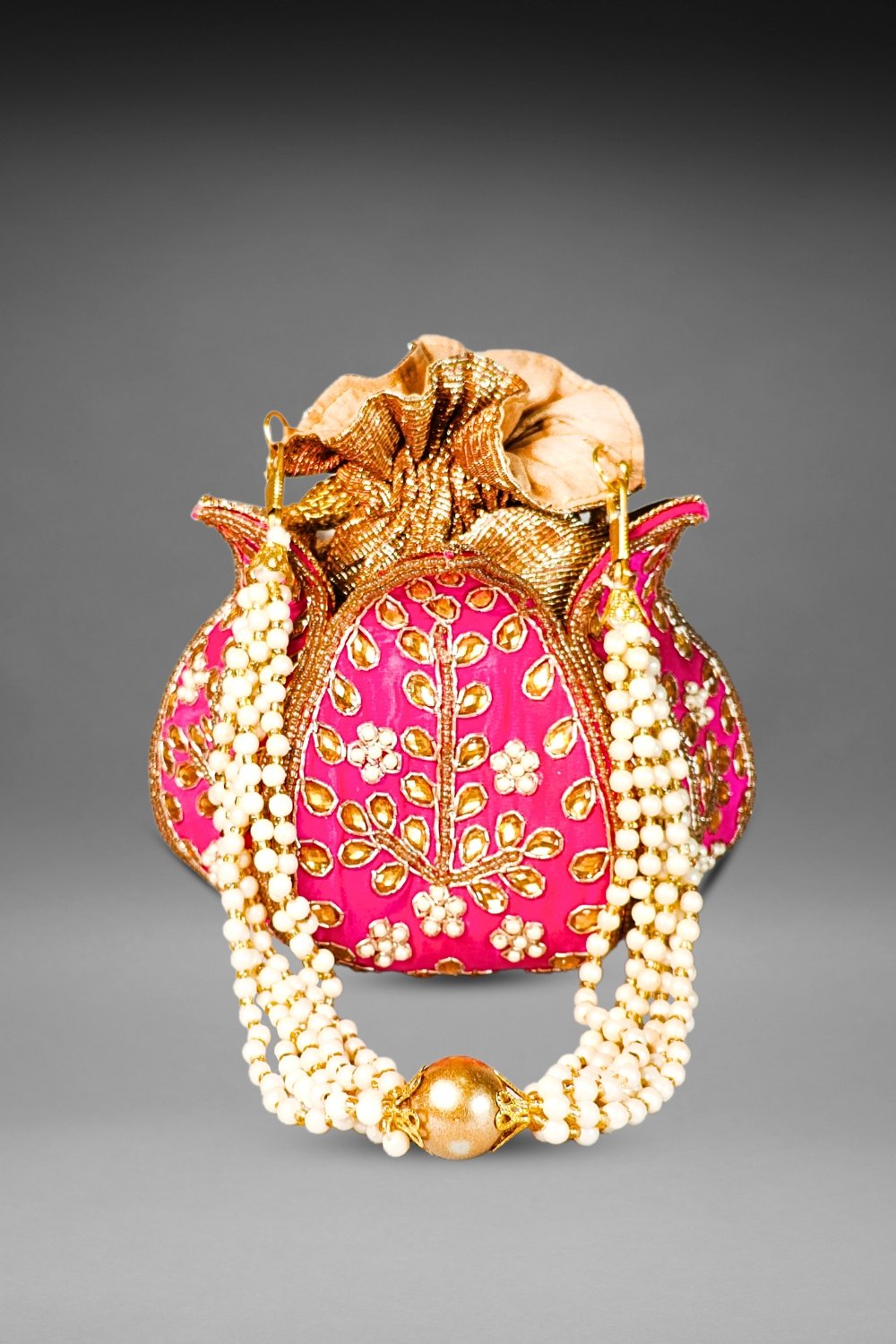 pink lotus potli bag