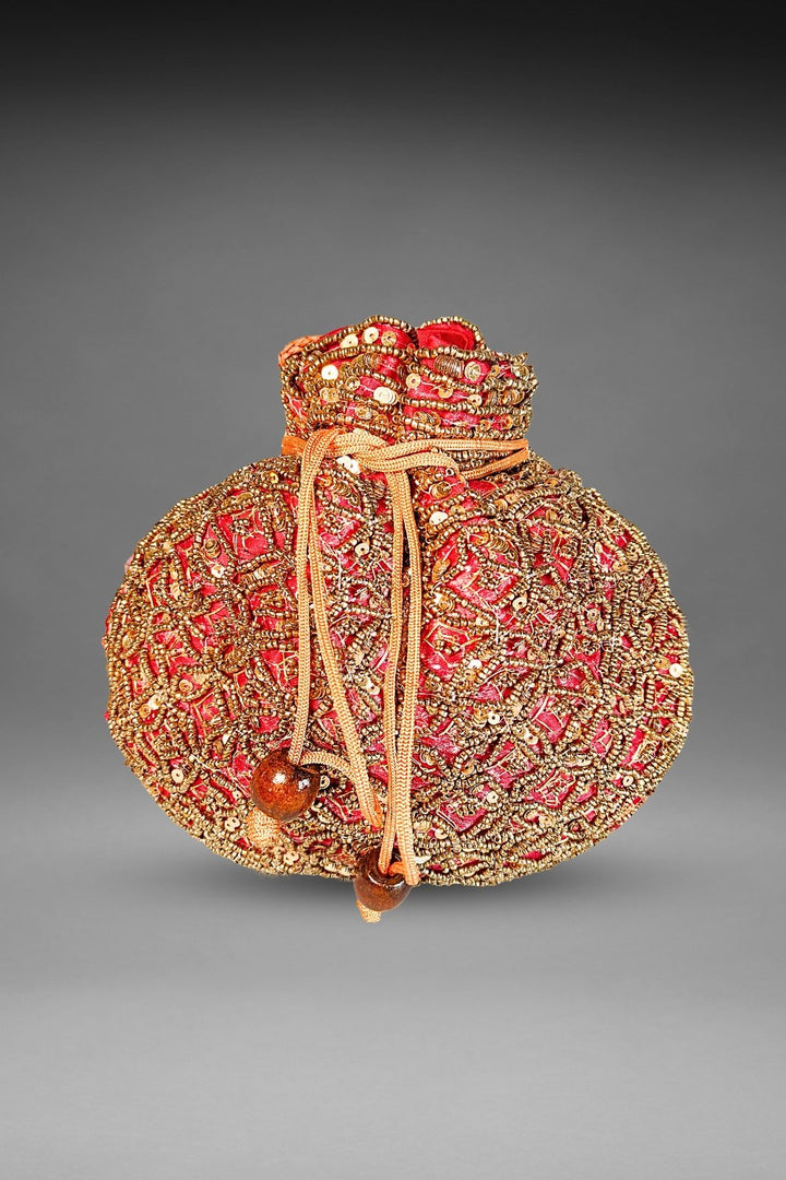 pink party wear potli bag