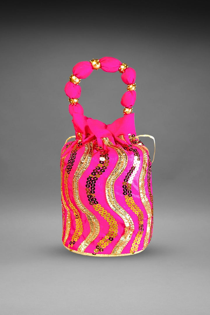 pink sequin potli bag