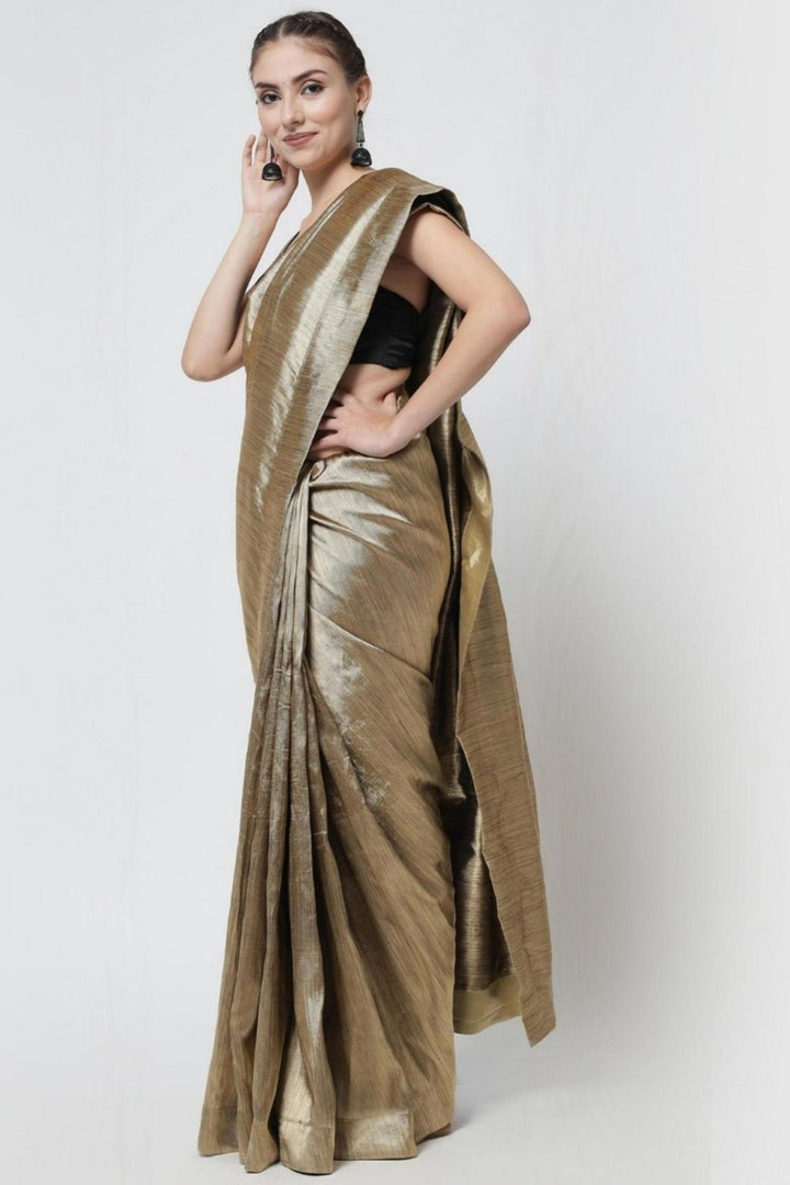 plain copper saree - plain copper colour saree