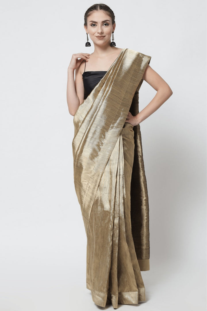 plain copper saree - plain copper colour saree