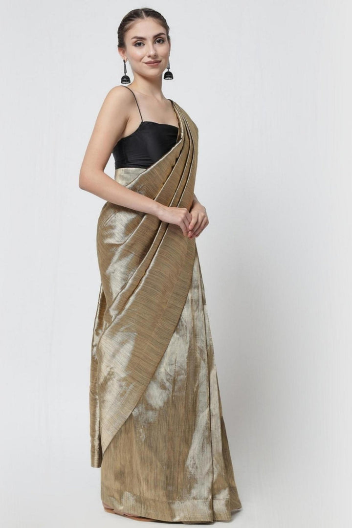 plain copper saree - plain copper colour saree