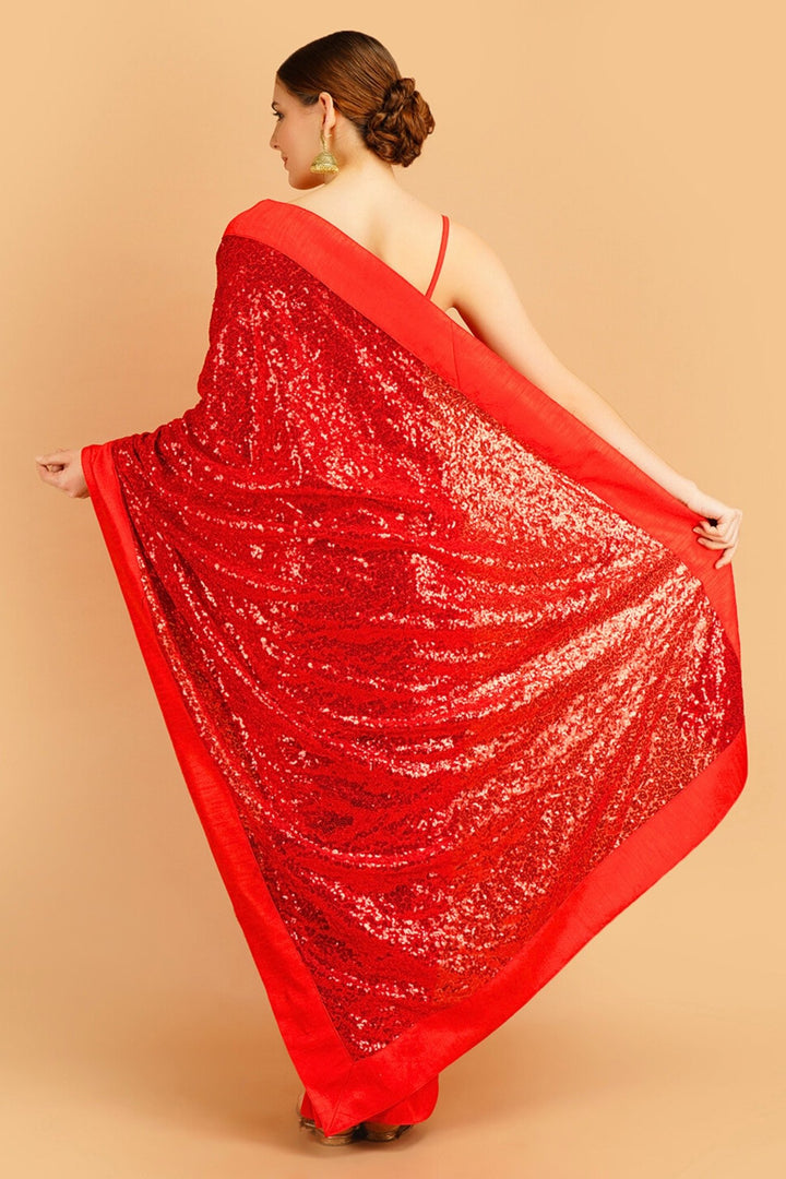 red designer saree