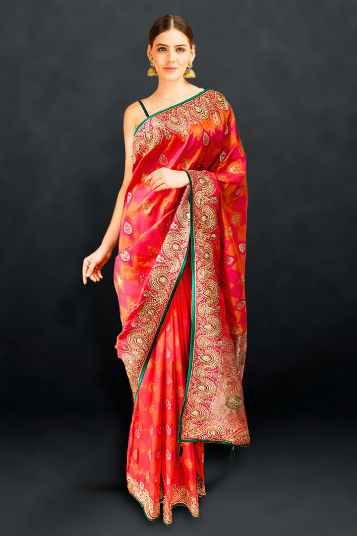 red kanchipuram saree - red kanchipuram silk saree - red kanchipuram bridal saree