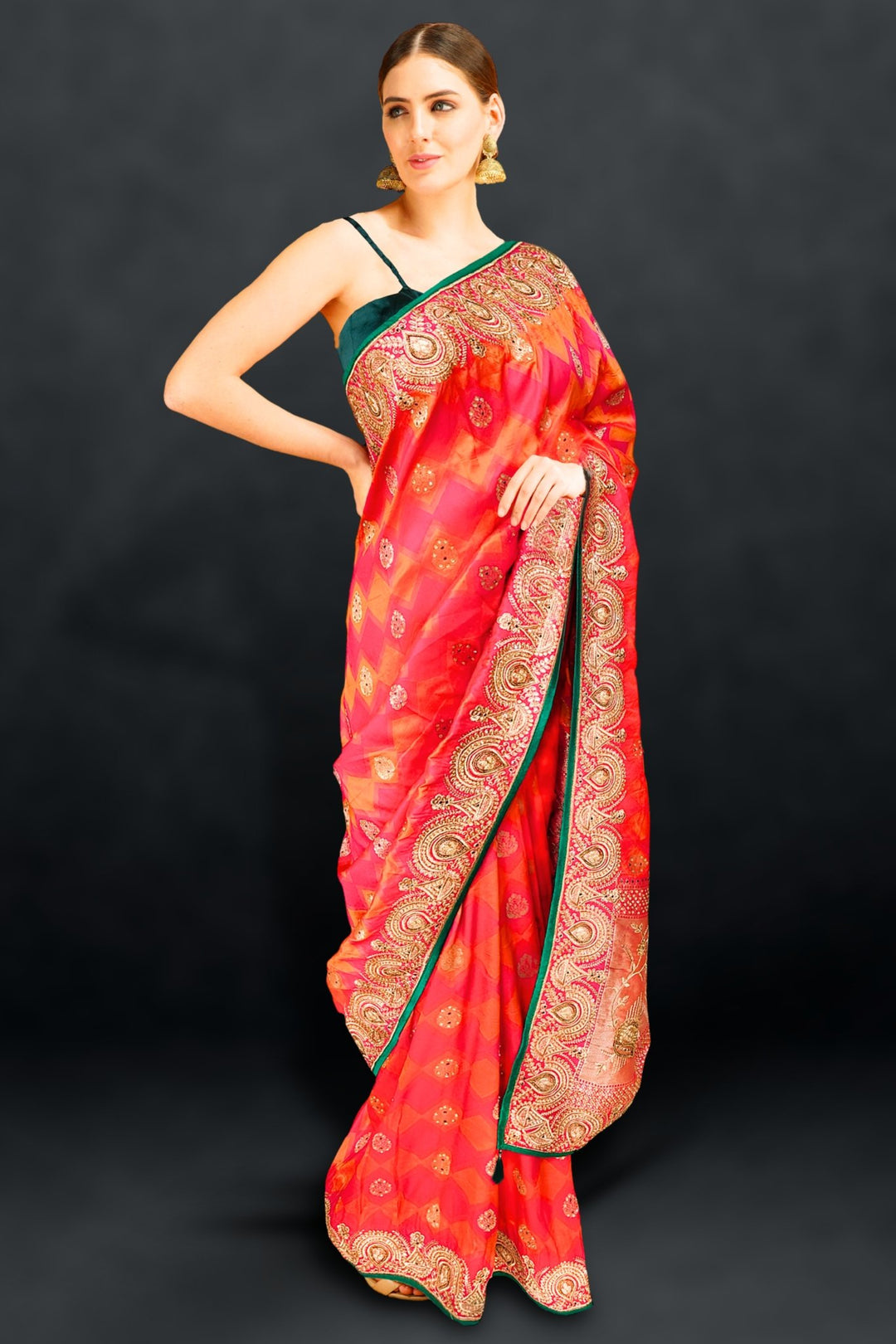 red kanchipuram saree - red kanchipuram silk saree - red kanchipuram bridal saree