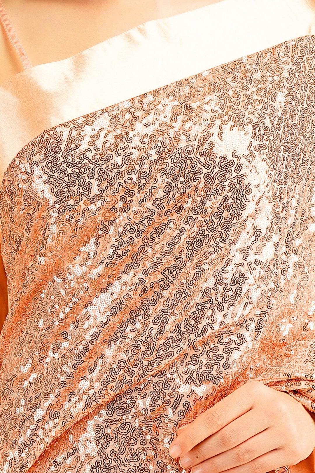 rose gold saree - rose gold colour saree - rose gold sequin saree