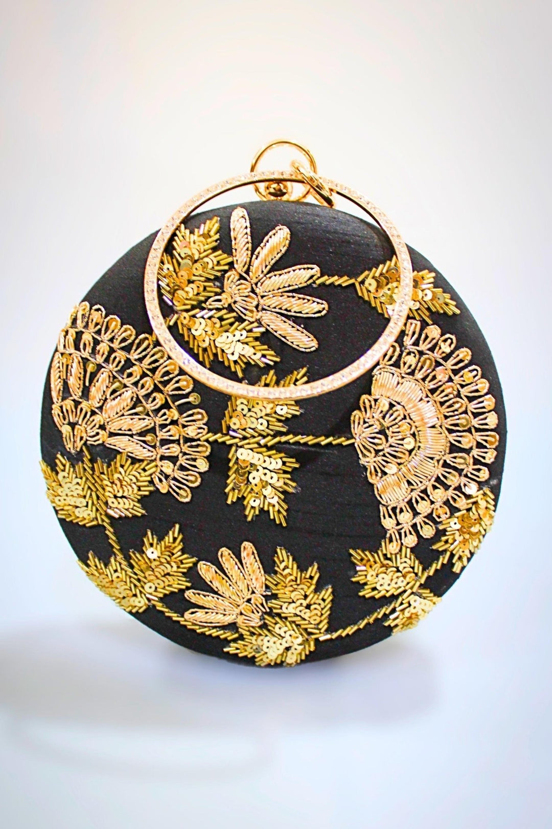 round clutch - circle clutch bag - black round clutch