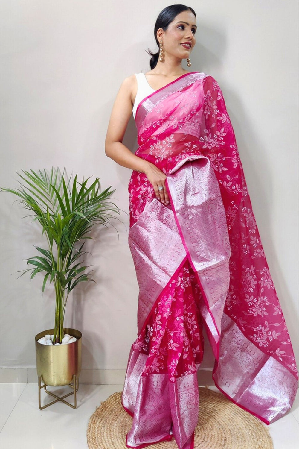 silver border saree