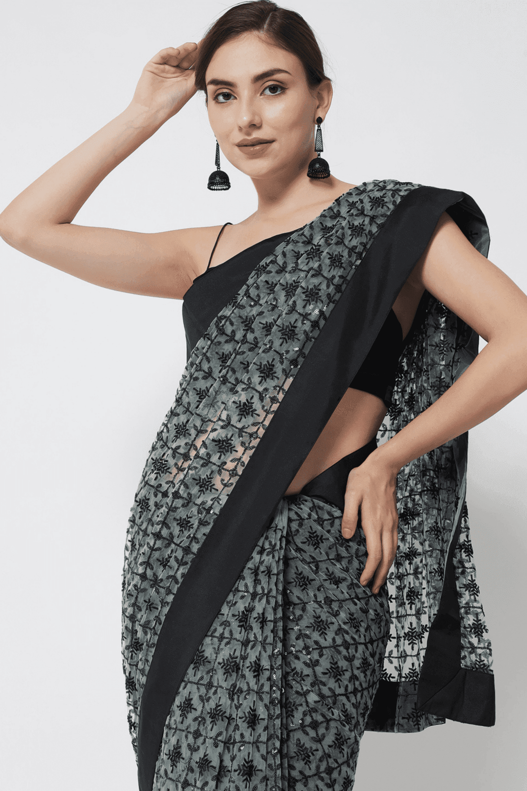 net sequin saree - net sequence saree