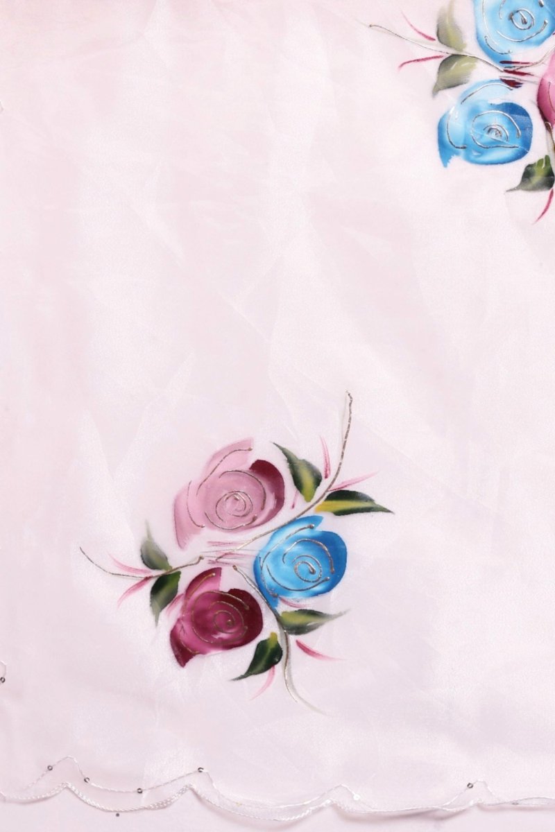 white floral saree - white floral organza saree