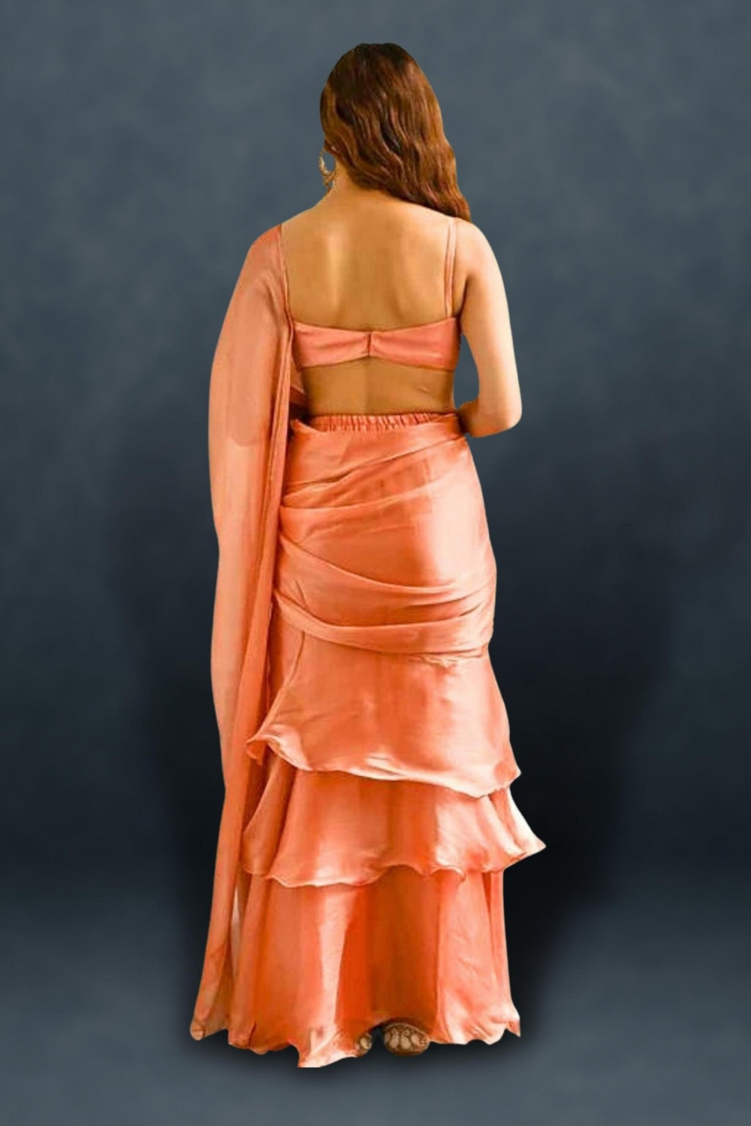 Pre Draped Ruffle Saree - ruffle saree with belt - 3 layer ruffle saree - frill style ruffled saree - frill saree with belt - jhalar wali sadi - modern twist ruffle saree