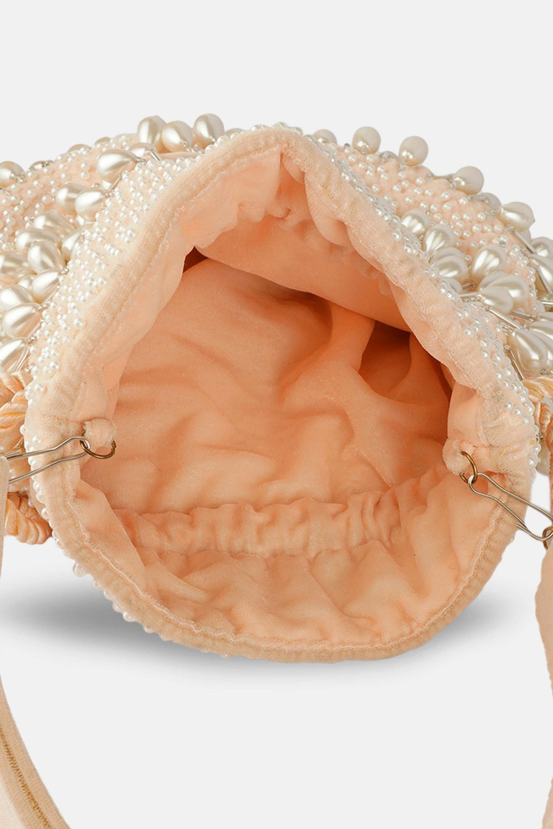 Celebrity Pearl Peach Potli Bags - Sttylme