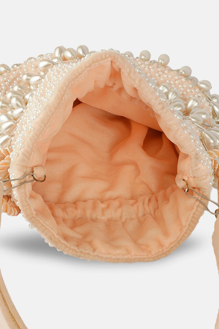 Celebrity Pearl Peach Potli Bags - Sttylme