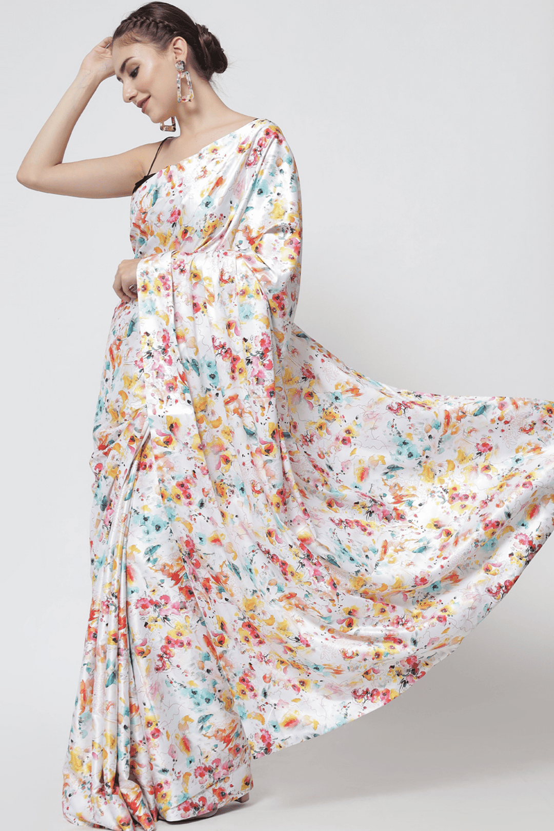 Sttylme - Dream Girl White Satin Saree