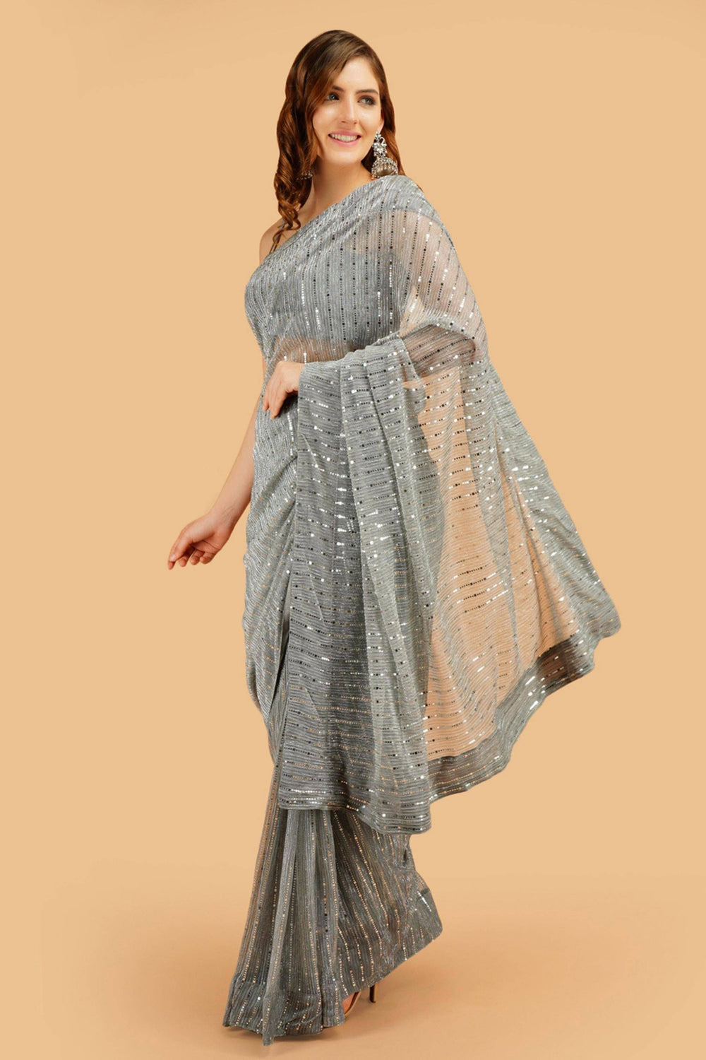 Sparks Fly Silver Saree - Sttylme
